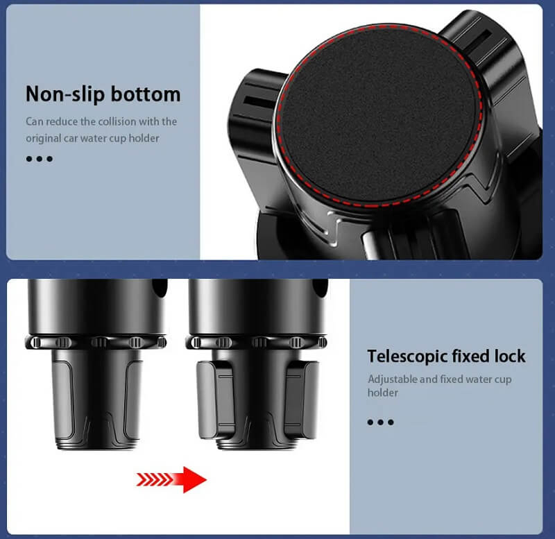 3-In-1 Car Cup Holder Expander with Tray - 360° Rotation