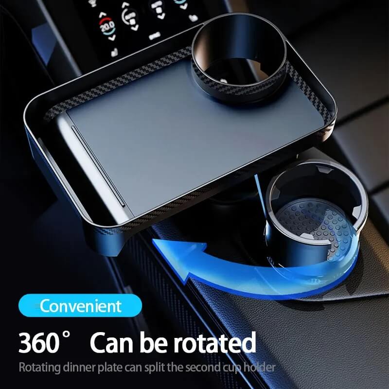 3-In-1 Car Cup Holder Expander with Tray - 360° Rotation
