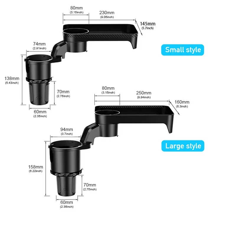 3-In-1 Car Cup Holder Expander with Tray - 360° Rotation