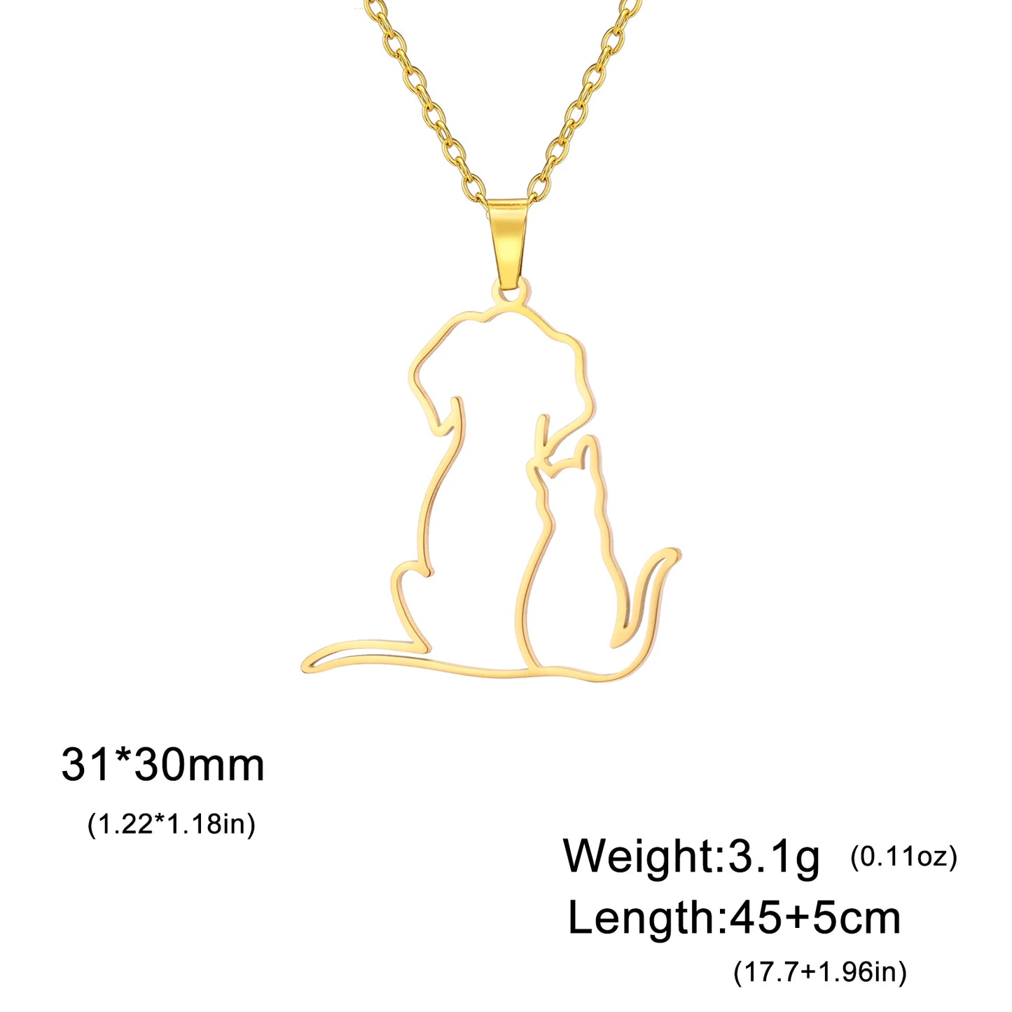 Cat Dog Hugging Necklace