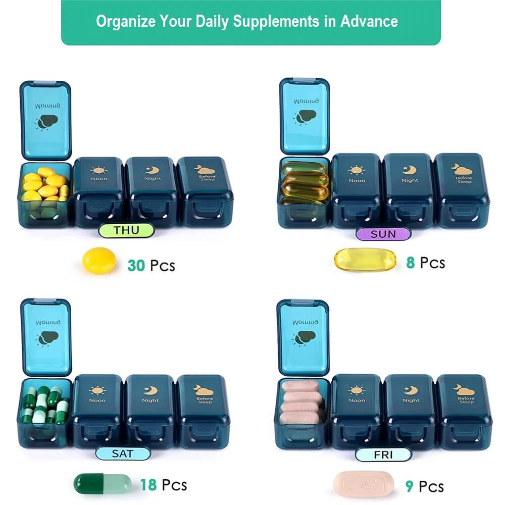 Weekly Pill Organizer - 4 Times a Day