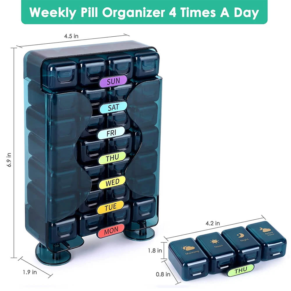 Weekly Pill Organizer - 4 Times a Day