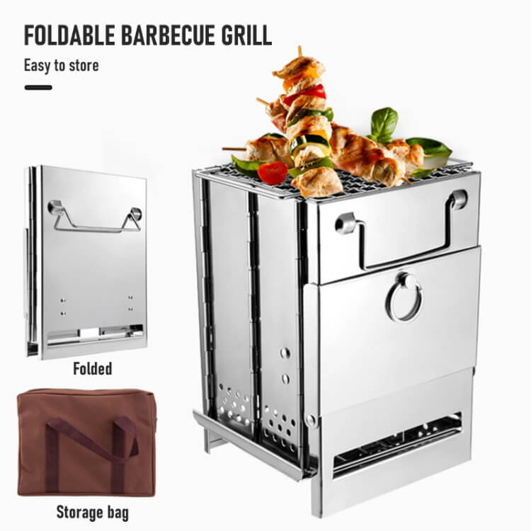 Mini Portable Folding Wood Stove & Grill