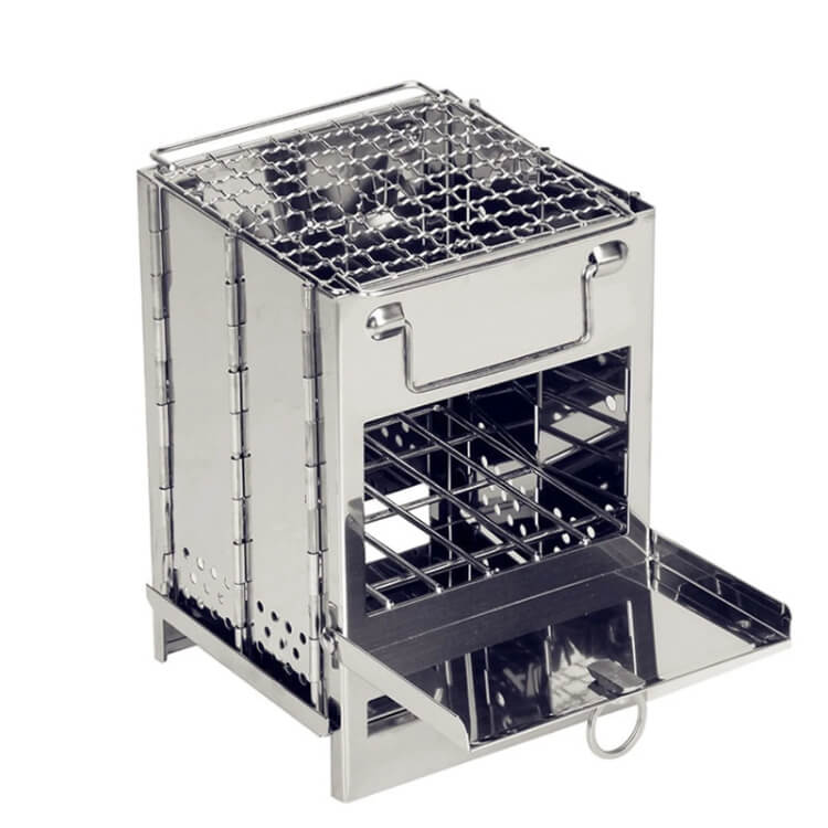 Mini Portable Folding Wood Stove & Grill