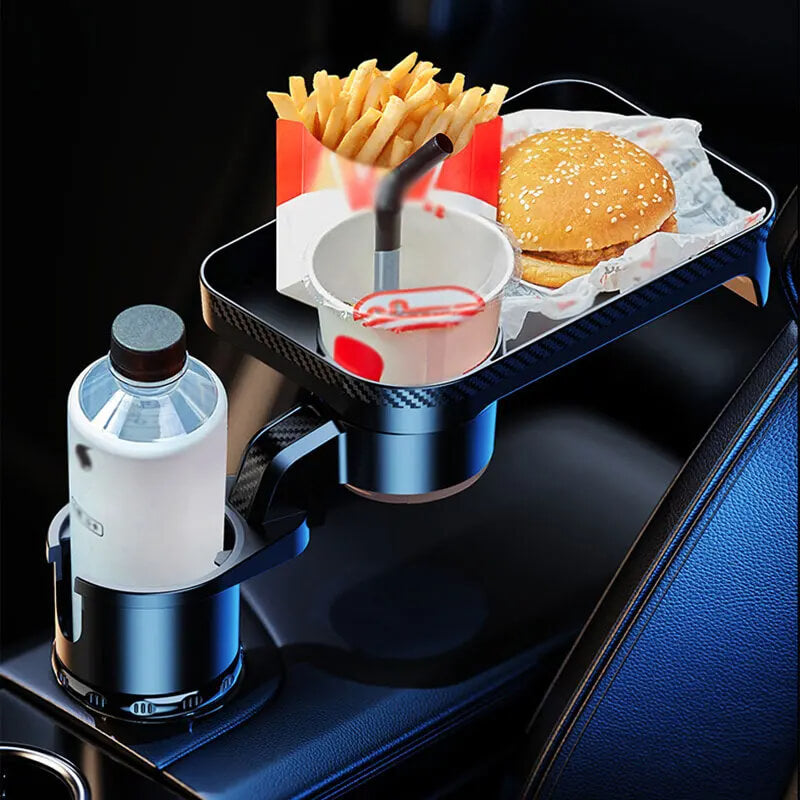 3-In-1 Car Cup Holder Expander with Tray - 360° Rotation
