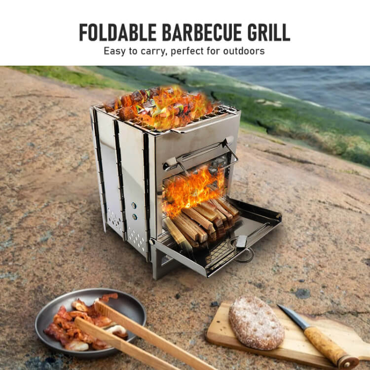 Mini Portable Folding Wood Stove & Grill