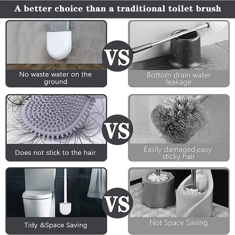 Wall-Mounted Silicone Toilet Brush & Holder