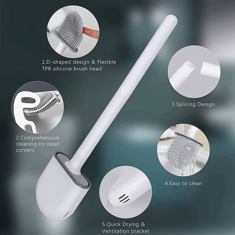 Wall-Mounted Silicone Toilet Brush & Holder