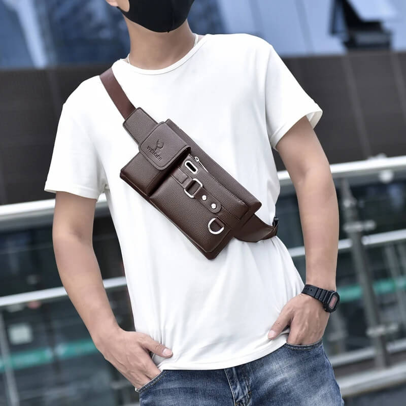 Water-Resistant Vegan Leather Crossbody Bag
