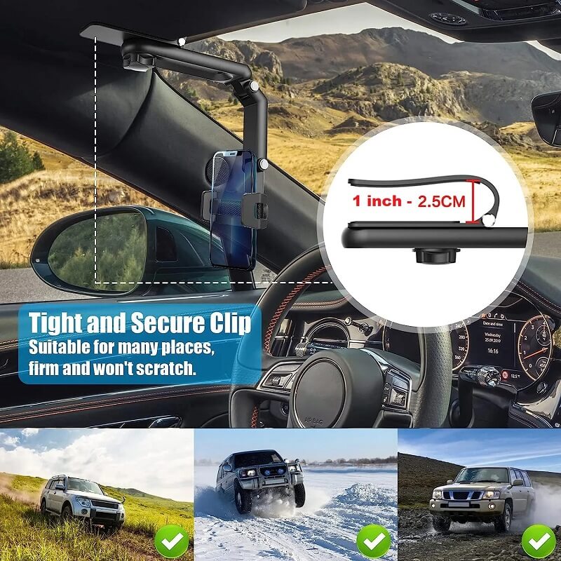 Multifunctional Sun Visor Phone Holder for Car - 360° Rotation