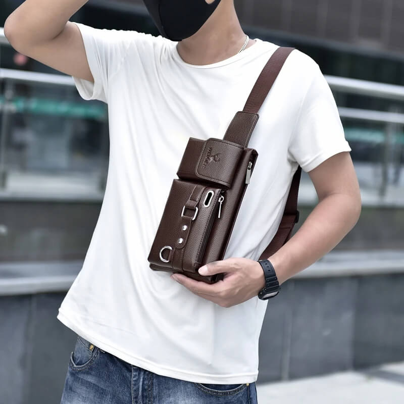 Water-Resistant Vegan Leather Crossbody Bag