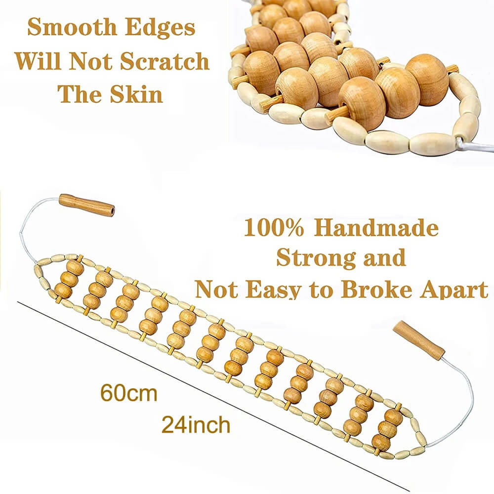 Wood Back Massager Roller Rope