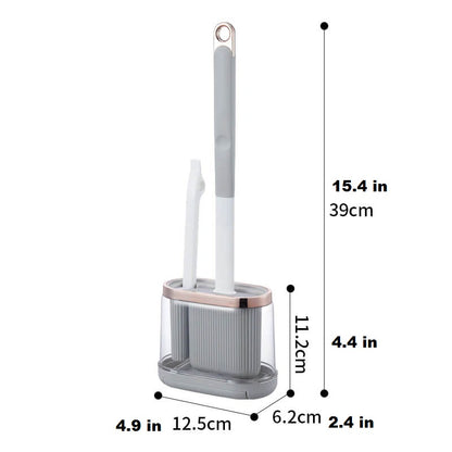 2-in-1 Silicone Toilet Brush with Transparent Base