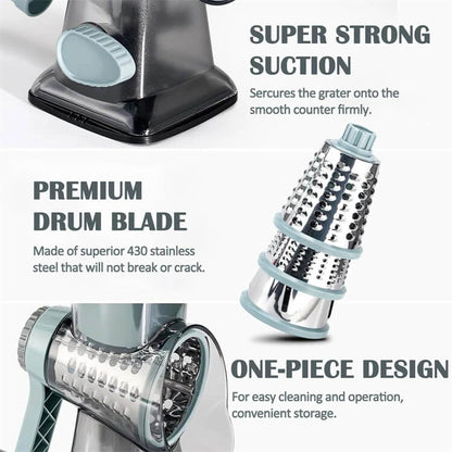 3-in-1 Rotary Slicer, Shredder & Grater