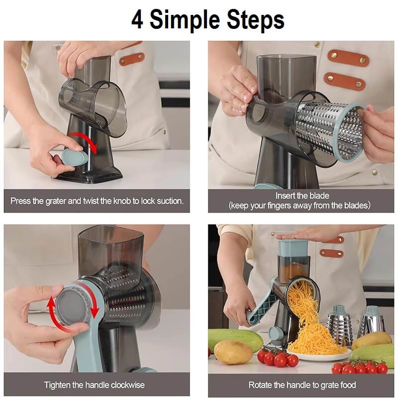 3-in-1 Rotary Slicer, Shredder & Grater