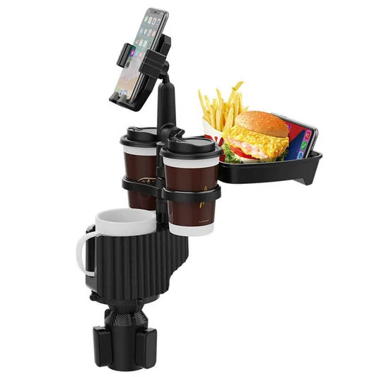 The AUTOBUD 5-in-1 Car Cup Holder with Food Tray & Cell Phone Holder
