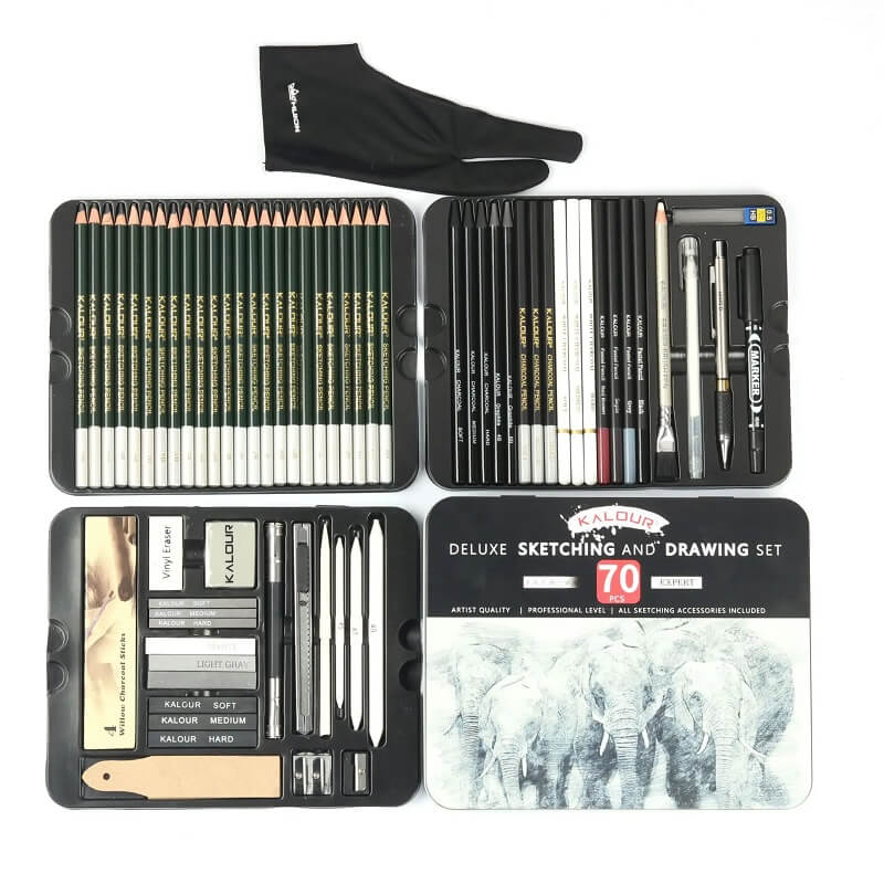 70-Piece Drawing & Sketching Set with Metal Case