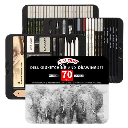 70-Piece Drawing & Sketching Set with Metal Case