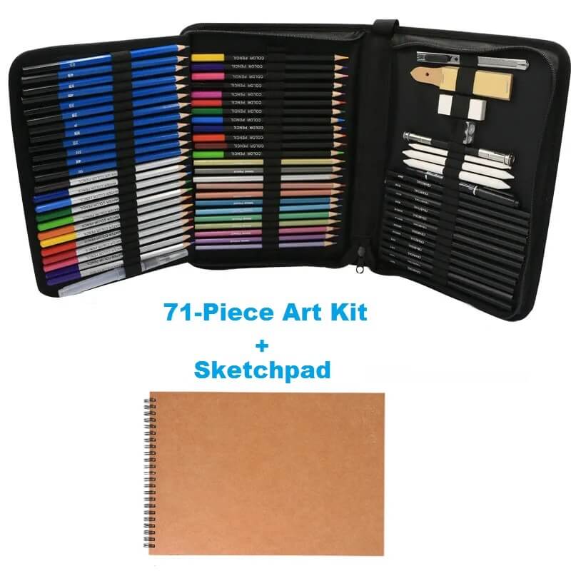Professional 71-Piece Art Kit with Sketchpad