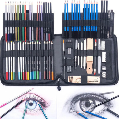 Professional 83-Piece Art Kit for Drawing & Coloring