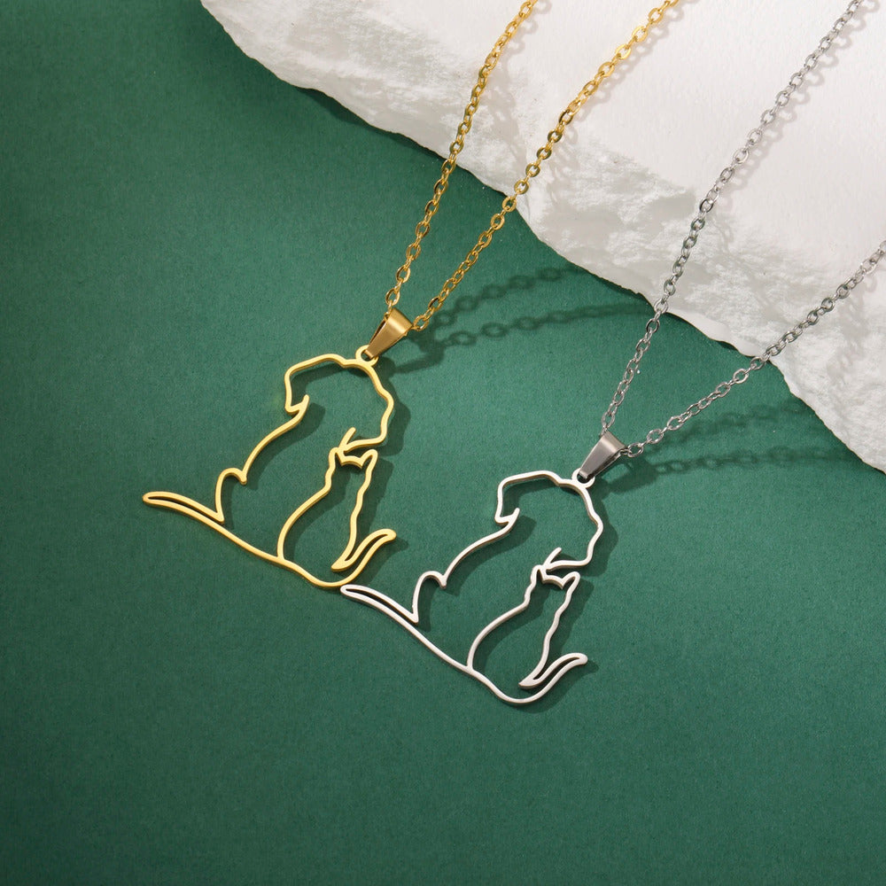 Cat Dog Hugging Necklace