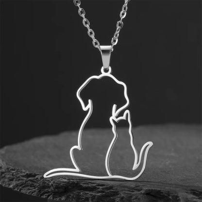 Cat Dog Hugging Necklace