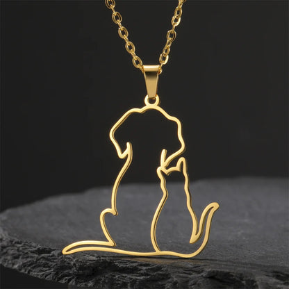 Cat Dog Hugging Necklace