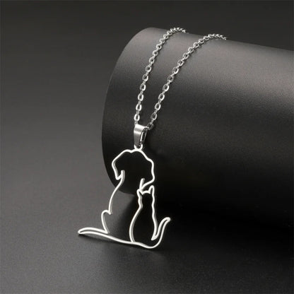 Cat Dog Hugging Necklace