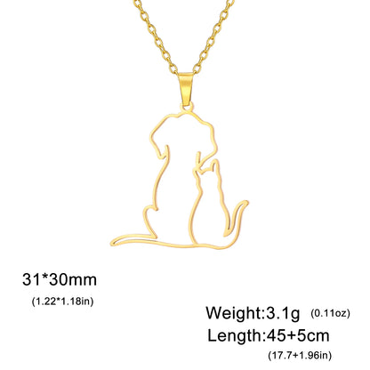 Cat Dog Hugging Necklace