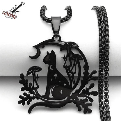 Night Witchcraft Cat Necklace for Women