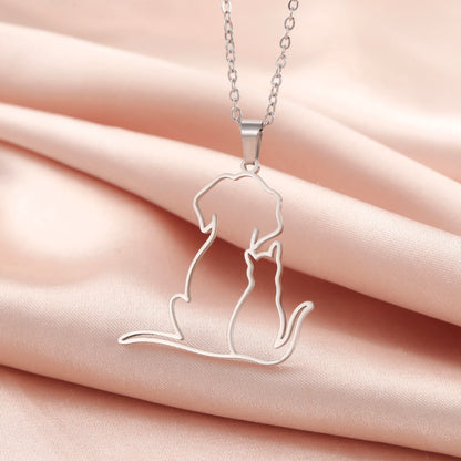 Cat Dog Hugging Necklace