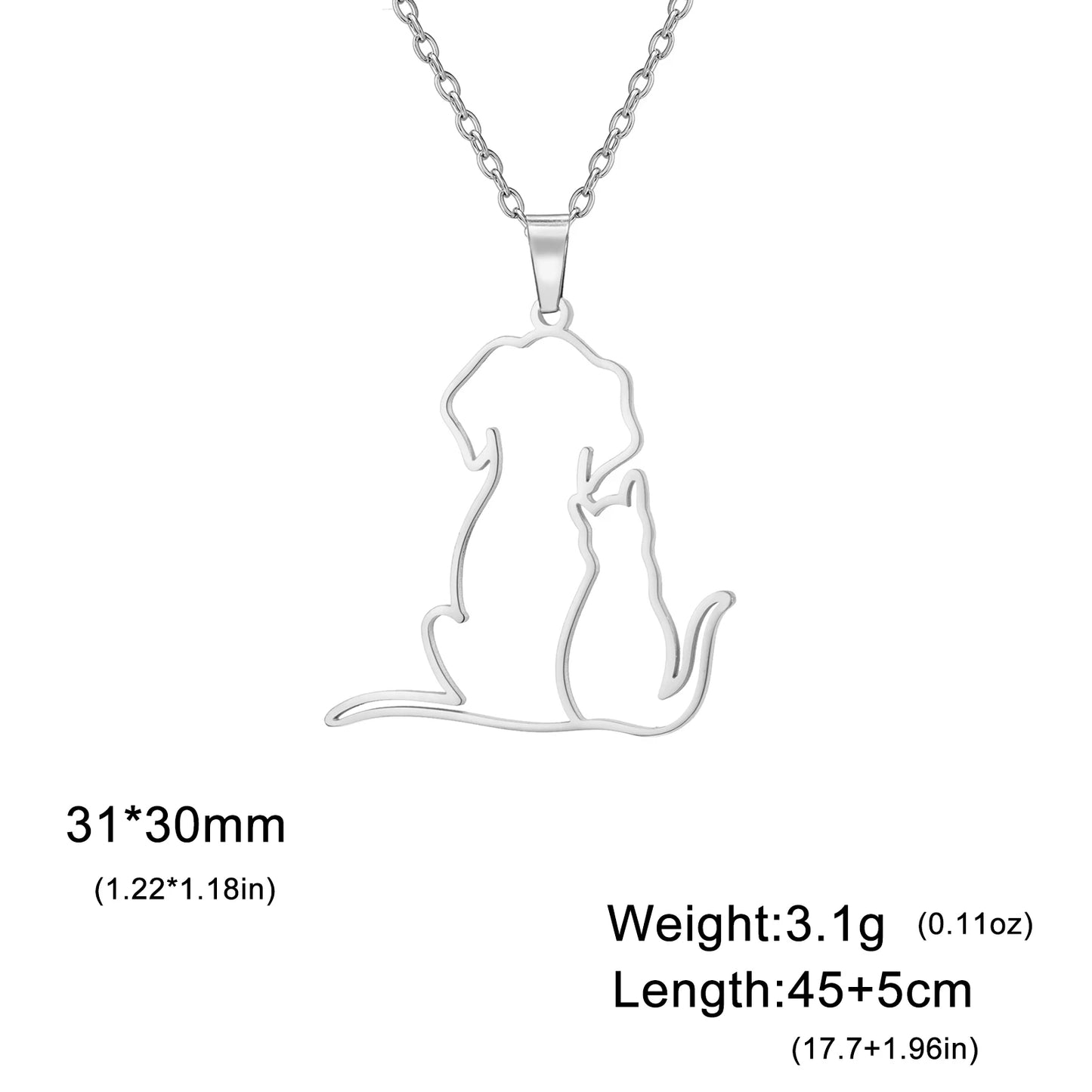 Cat Dog Hugging Necklace