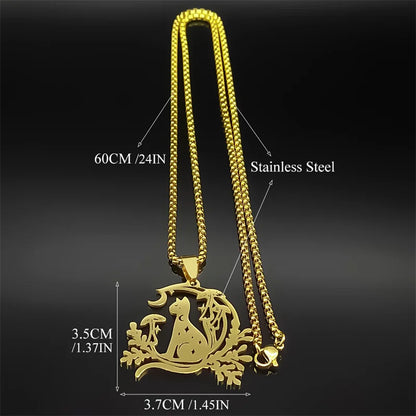 Night Witchcraft Cat Necklace for Women