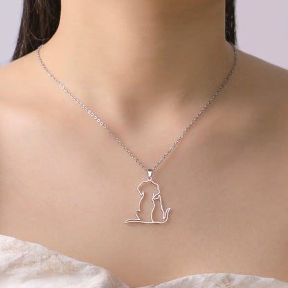 Cat Dog Hugging Necklace