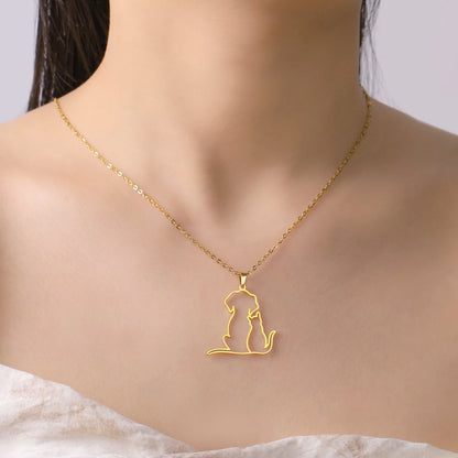 Cat Dog Hugging Necklace