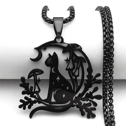 Night Witchcraft Cat Necklace for Women