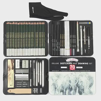 70-Piece Drawing & Sketching Set with Metal Case