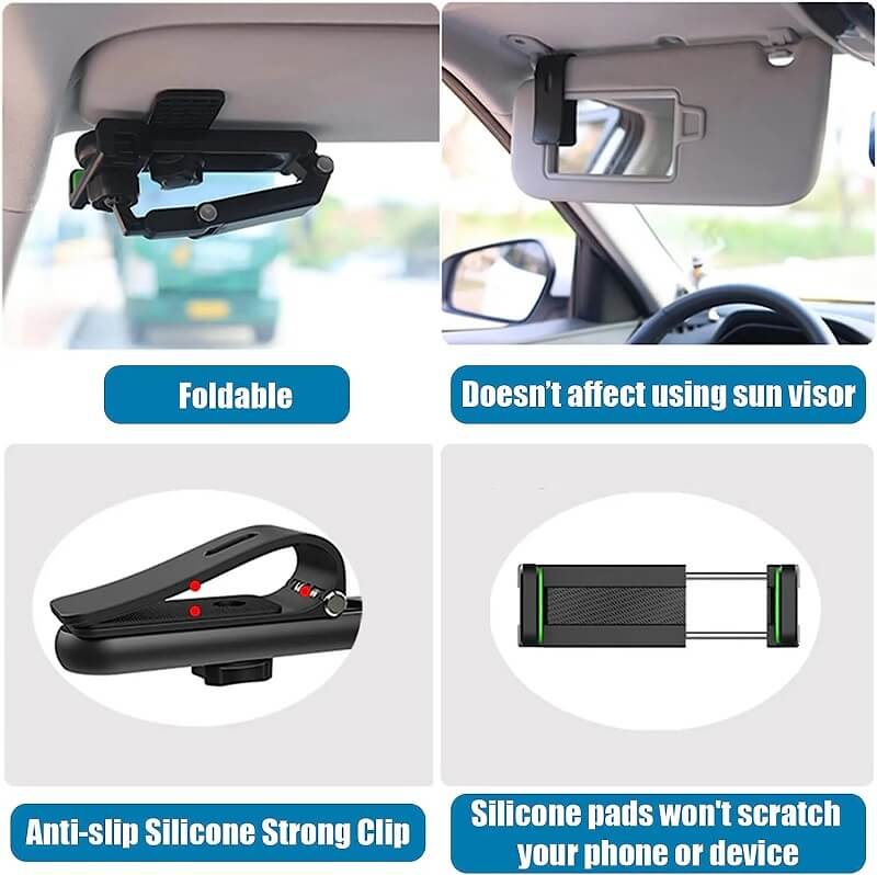 Multifunctional Sun Visor Phone Holder for Car - 360° Rotation