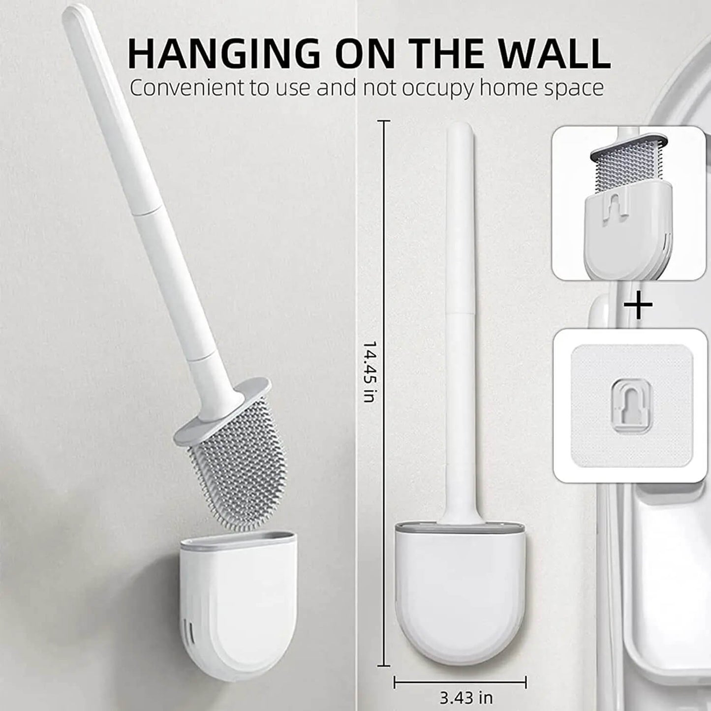 Wall-Mounted Silicone Toilet Brush & Holder