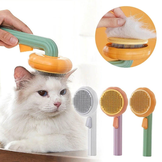 Pumpkin Self-Cleaning Cat Brush